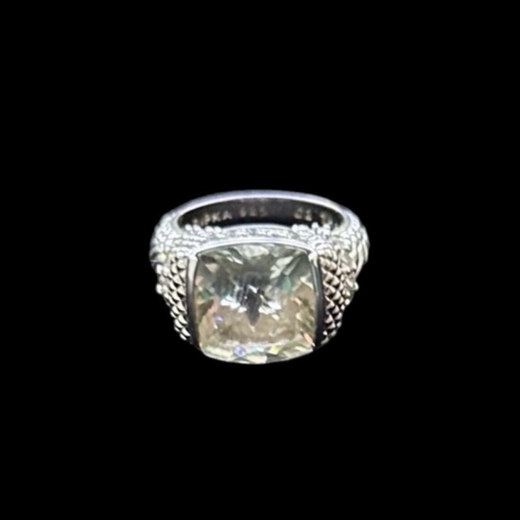 Judith Ripka Mint Green Quartz Diamonique Diamond Sterling Silver Ring Size 6 - Picture 9 of 9